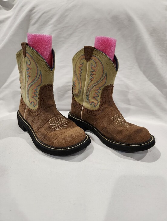 Ariat Shoes - Ariat Baby Fat Ride Cowgirl Brown Suede Cowboy Boots Size 6.5